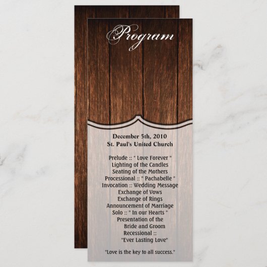 4x9.25 Programma Kaarten Barn Wood Country Rustic (Voorkant / Achterkant)