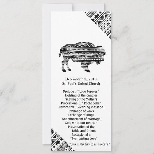 4x9.25 Programma Kaarten Boho Buffalo Tribal Patte (Voorkant)