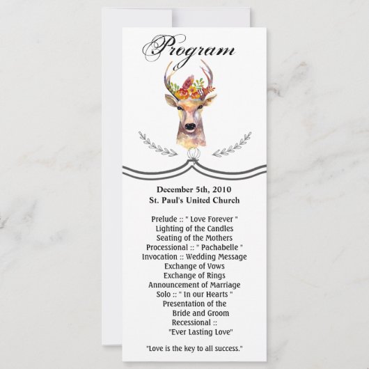 4x9.25 Programma Kaarten Boho Deer Buck Head Brown (Voorkant)