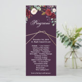 4x9.25 Programma Kaarten Plum Paarse Rozen Gold Ge (Staand voorkant)