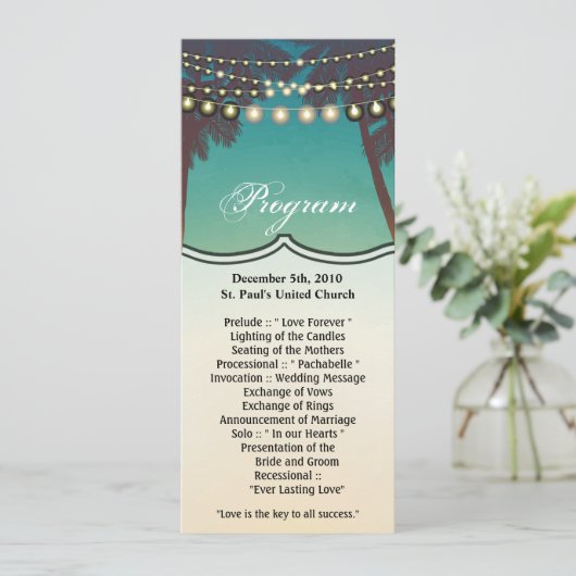 4x9.25 Programma Kaarten Strand Zonsondergang Palm (Staand voorkant)