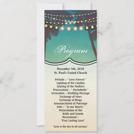 4x9.25 Programma Kaarten Strand Zonsondergang Palm (Voorkant)