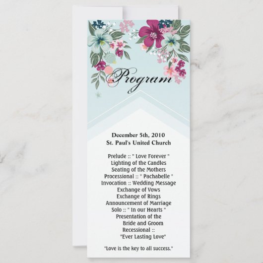 4x9.25 Programma Kaarten Tropical Flower op Blue O (Voorkant)