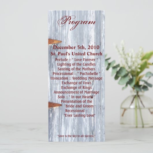 4x9.25 Programma Kaarten Wit Wassen Hout Schuur Do (Staand voorkant)