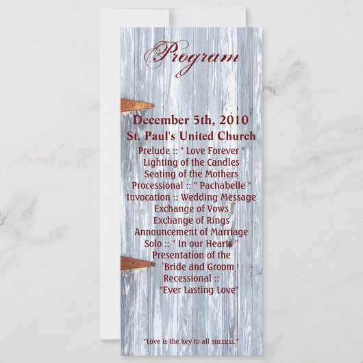 4x9.25 Programma Kaarten Wit Wassen Hout Schuur Do (Voorkant)