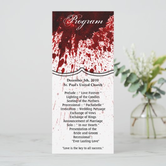 4x9.25 Programmakaarten Bloedplaatje Vampier Gothi Kaart (Staand voorkant)