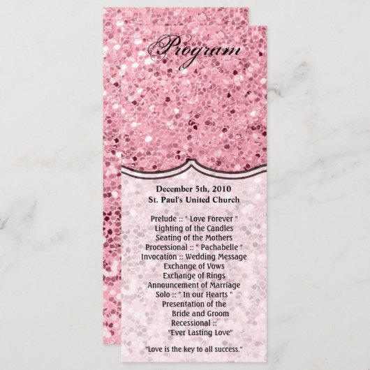 4x9.25 Programmakaarten Roos Gold Glitter Kaart (Voorkant / Achterkant)