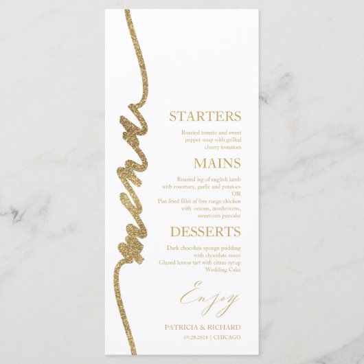 4x9 bruiloft menu Kaart voor Bord en dank u (Voorkant)