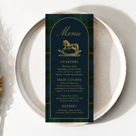 4x9" Classic Green Plaid Baby Shower Menu