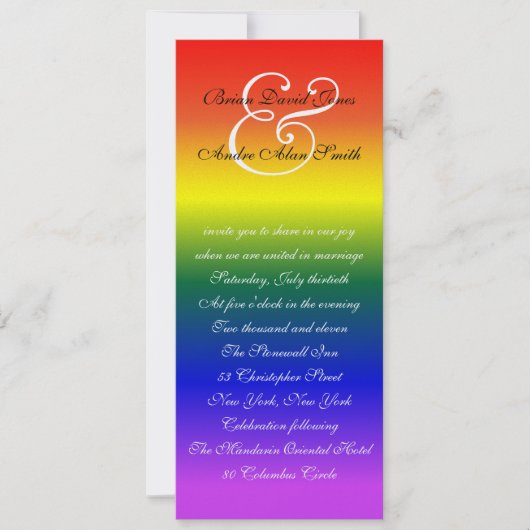 4x9 Gay Wedding Rainbow LGBT Pride Metallic Paper Kaart (Voorkant)