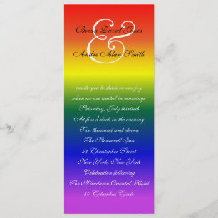 4x9 Gay Wedding Rainbow LGBT Pride Metallic Paper Kaart