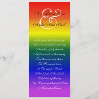 4x9 Gay Wedding Rainbow LGBT Pride Metallic Paper Kaart