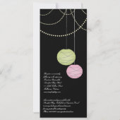 4x9 Groen papieren ritsroze lantaarns uitnodigen Kaart (Achterkant)