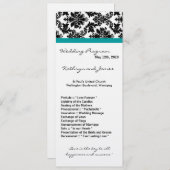 4x9 Wedding Program - Black Damask Blauwgroen Turq Programmakaart (Voorkant / Achterkant)