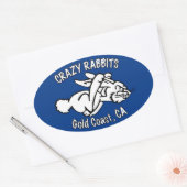 4x Crazy Rabbet gouden kust sticker (Envelop)