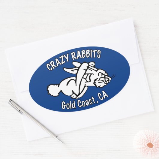4x Crazy Rabbet gouden kust sticker (Envelop)