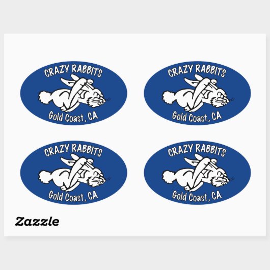 4x Crazy Rabbet gouden kust sticker (Vel)