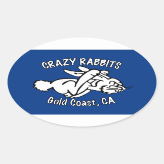 4x Crazy Rabbet gouden kust sticker