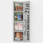 4x Foto Collage Gefeliciteerd Verjaardag Leeftijd  Spandoek (Verticaal)