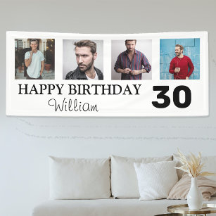 4x Foto Collage Happy Birthday Spandoek