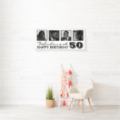 4x Fotocollage Gefeliciteerd Verjaardag Spandoek (Insitu)
