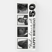 4x Fotocollage Gefeliciteerd Verjaardag Spandoek (Verticaal)