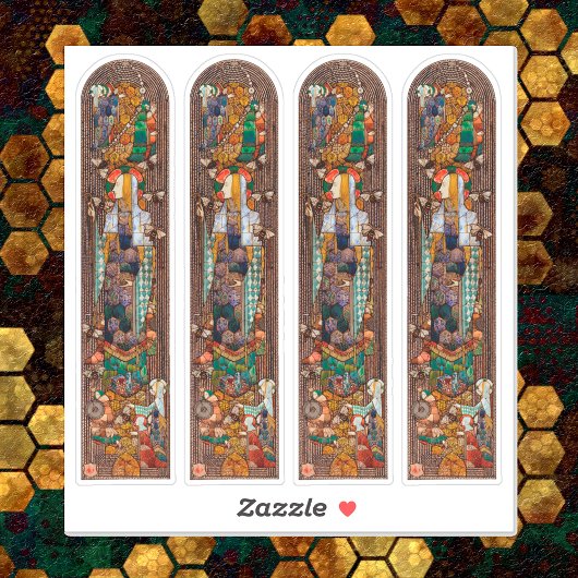 4xStained Glass Window Design of St. Gobnait Sticker