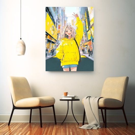 5万人達成に笑顔が溢れるJKアートパネル｜寿司娘 GenerativeAI Canvas Afdruk