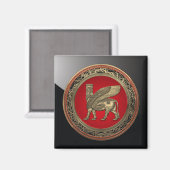 [500] Assyrian Winged Bull - Gold Lamassu Magneet (Voorkant / Achterkant)