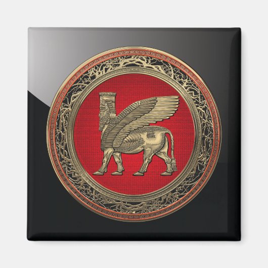 [500] Assyrian Winged Bull - Gold Lamassu Magneet (Voorkant)