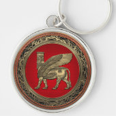 [500] Assyrian Winged Bull - Gold Lamassu Sleutelhanger (Voorkant)