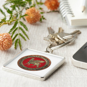 [500] Assyrian Winged Bull - Gold Lamassu Sleutelhanger