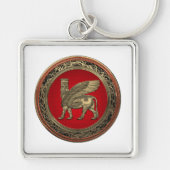[500] Assyrian Winged Bull - Gold Lamassu Sleutelhanger (Voorkant)