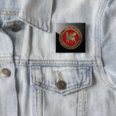 [500] Assyrian Winged Bull - Gold Lamassu Vierkante Button 5,1 Cm (In situ)