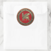 [500] Assyrian Winged Bull - Gold Lamassu Vierkante Sticker (Tas)