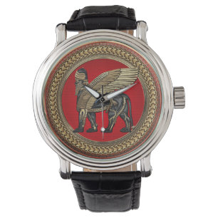 [500] Assyrische vleugellam: goud en zwarte Lamass Horloge