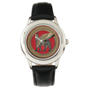 [500] Assyrische vleugellam: goud en zwarte Lamass Horloge