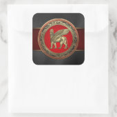 [500] Assyrische vleugelvleugel Lion - Gold Lamass Vierkante Sticker (Tas)