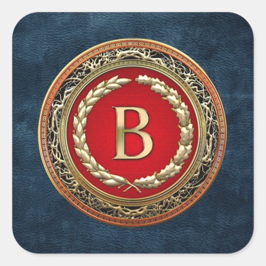 [500] "B" Gold  Monogram Vierkante Sticker (Voorkant)