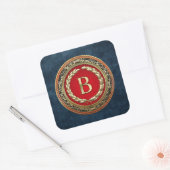 [500] "B" Gold  Monogram Vierkante Sticker (Envelop)