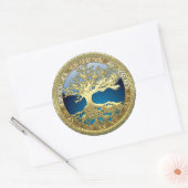 [500] Celtische boom of Life [Gold] Ronde Sticker (Envelop)