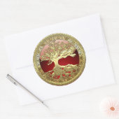 [500] Celtische boom of Life [Gold] Ronde Sticker (Envelop)