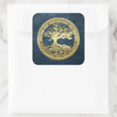 [500] Celtische boom of Life [Gold] Vierkante Sticker (Tas)