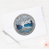 [500] Celtische boom of Life [Zilver] Ronde Sticker (Envelop)