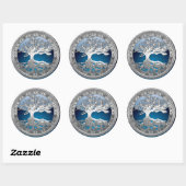 [500] Celtische boom of Life [Zilver] Ronde Sticker (Vel)