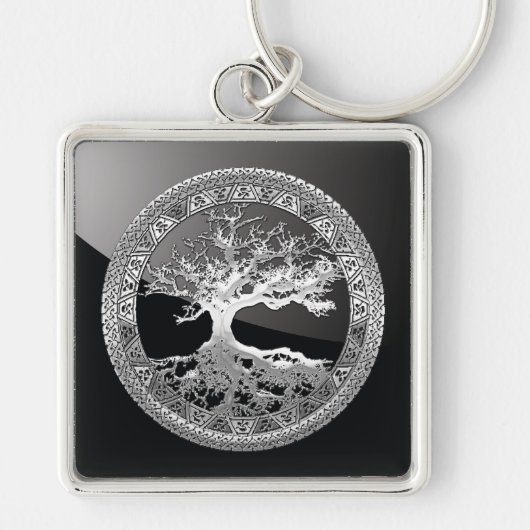 [500] Celtische boom of Life [Zilver] Sleutelhanger (Voorkant)