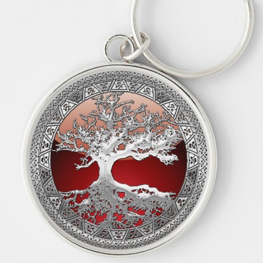 [500] Celtische boom of Life [Zilver] Sleutelhanger (Voorkant)