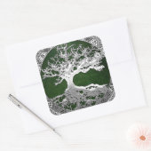 [500] Celtische boom of Life [Zilver] Vierkante Sticker (Envelop)