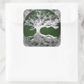 [500] Celtische boom of Life [Zilver] Vierkante Sticker (Tas)