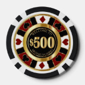 $500 Dollar Casino Poker Chip Las Vegas-Red / Goud (Achterkant)